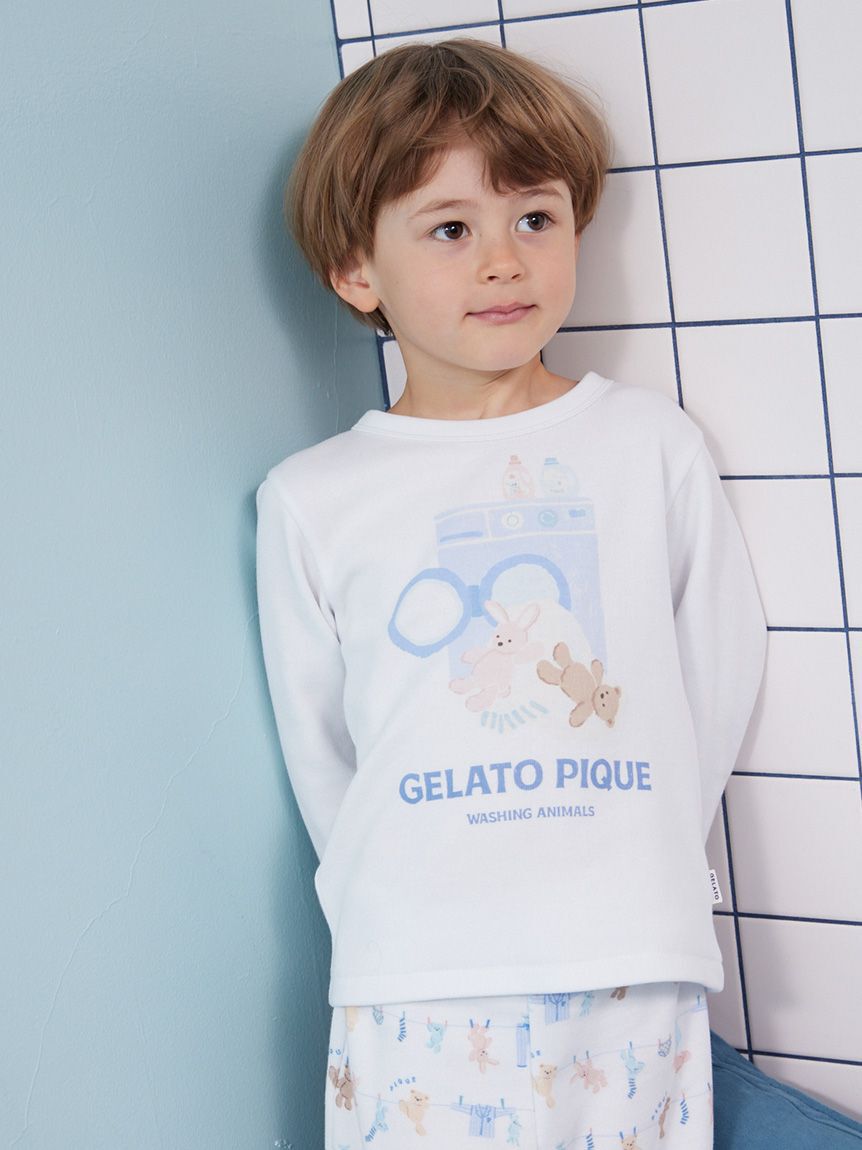 GELATO PIQUE KIDS & BABY「【KIDS】ウォッシングアニマルワンポイントロンT」|ルームウェア|BLU