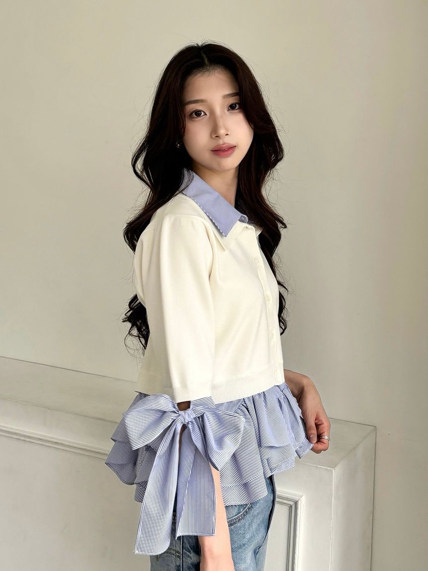 SNIDEL「シャツレイヤードニットプルオーバー」|ニット・セーター|