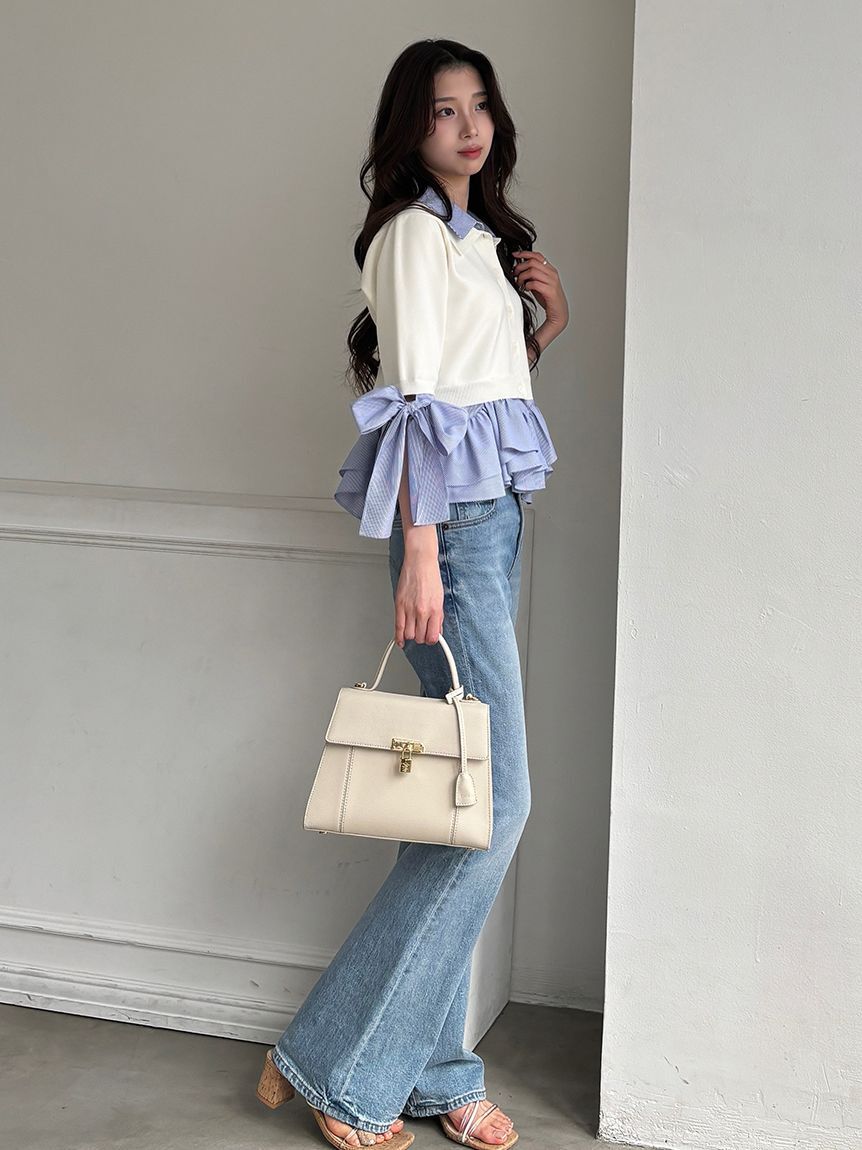 SNIDEL「シャツレイヤードニットプルオーバー」|ニット・セーター|