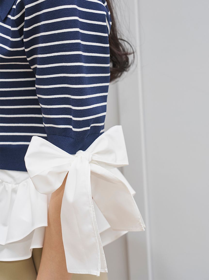 SNIDEL「シャツレイヤードニットプルオーバー」|ニット・セーター|