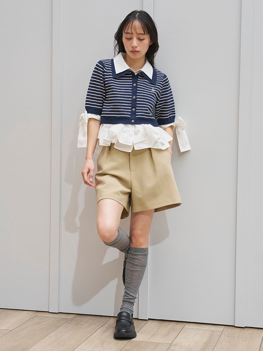 SNIDEL「シャツレイヤードニットプルオーバー」|ニット・セーター|