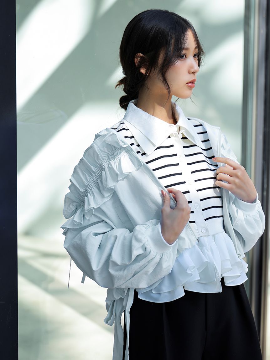 SNIDEL「シャツレイヤードニットプルオーバー」|ニット・セーター|