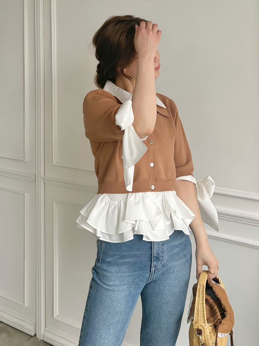 SNIDEL「シャツレイヤードニットプルオーバー」|ニット・セーター|