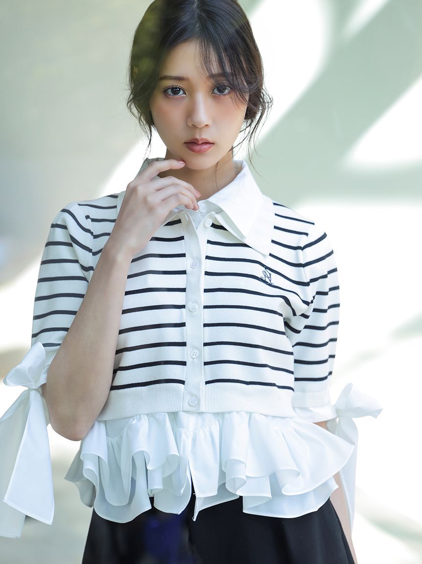 SNIDEL「シャツレイヤードニットプルオーバー」|ニット・セーター|MIX