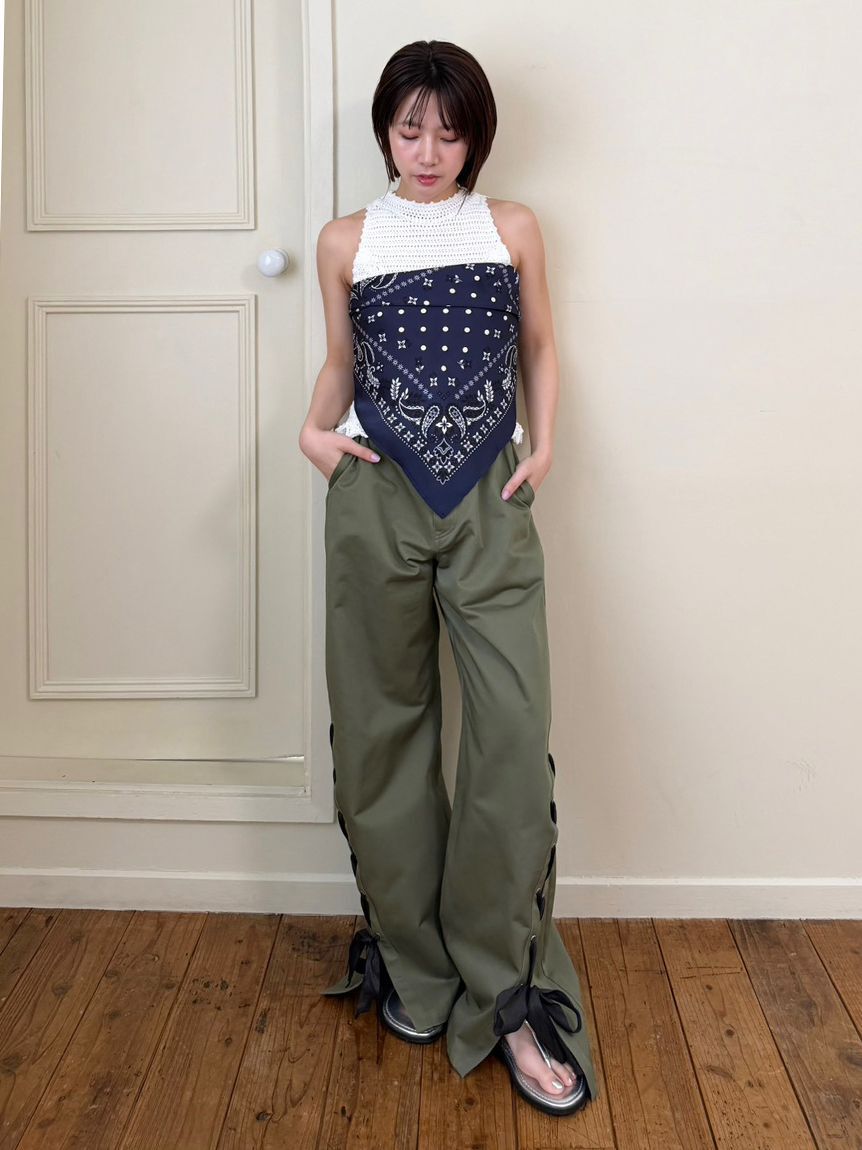 LILY BROWN「レースアップリボンカーゴパンツ」|チノ|