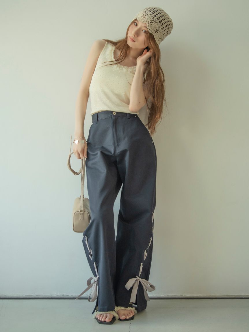 LILY BROWN「レースアップリボンカーゴパンツ」|チノ|