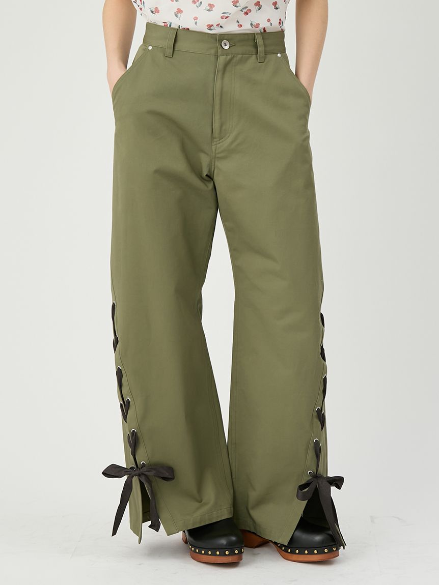 LILY BROWN「レースアップリボンカーゴパンツ」|チノ|