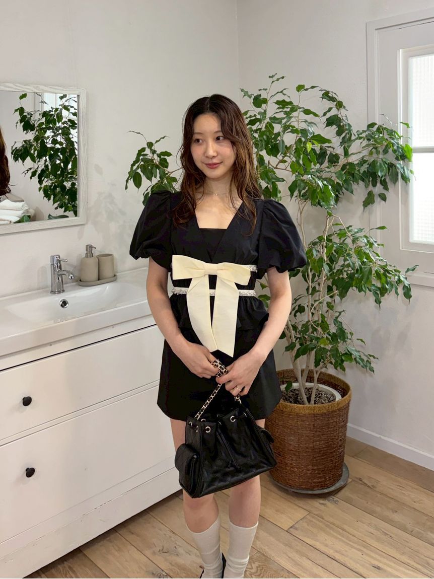 LILY BROWN「[L.B CANDY STOCK]ペプラムリボントップス」|Tシャツ・カットソー|