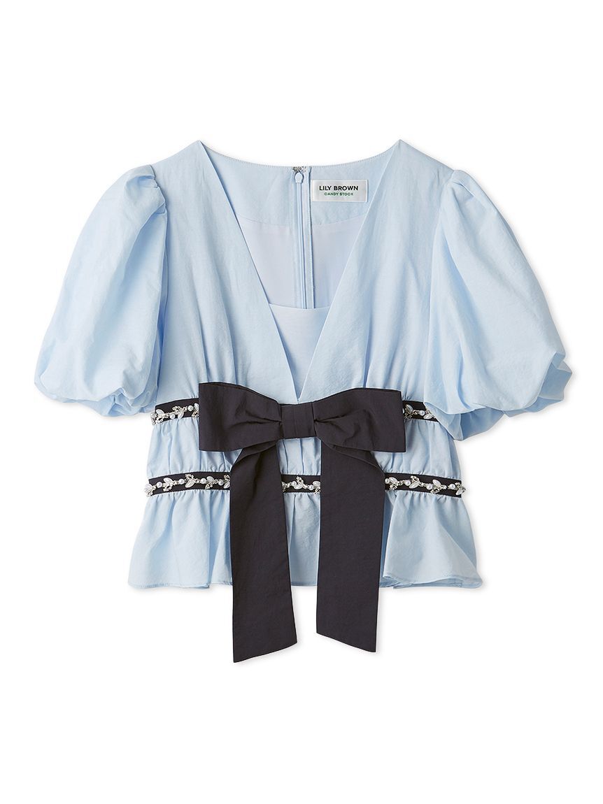 LILY BROWN「[L.B CANDY STOCK]ペプラムリボントップス」|Tシャツ・カットソー|