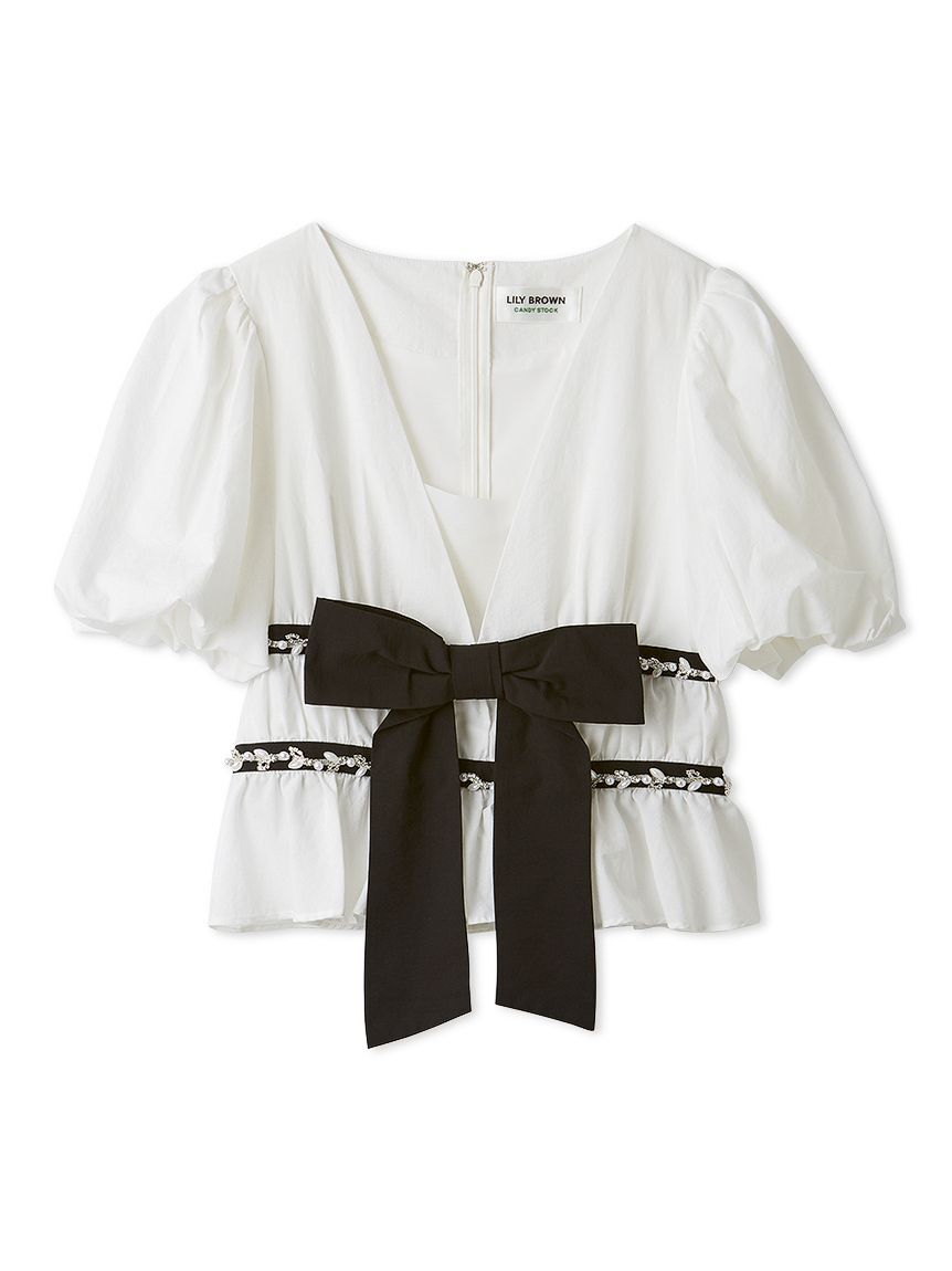 LILY BROWN「[L.B CANDY STOCK]ペプラムリボントップス」|Tシャツ・カットソー|