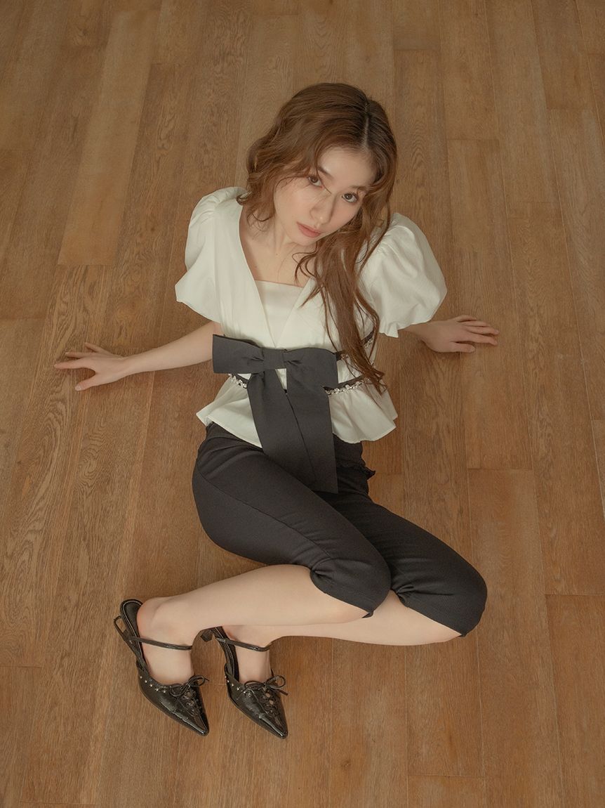 LILY BROWN「[L.B CANDY STOCK]ペプラムリボントップス」|Tシャツ・カットソー|