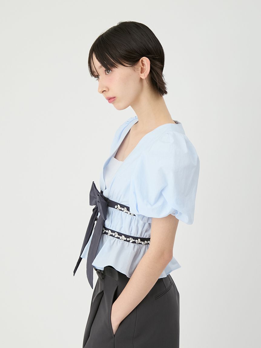 LILY BROWN「[L.B CANDY STOCK]ペプラムリボントップス」|Tシャツ・カットソー|