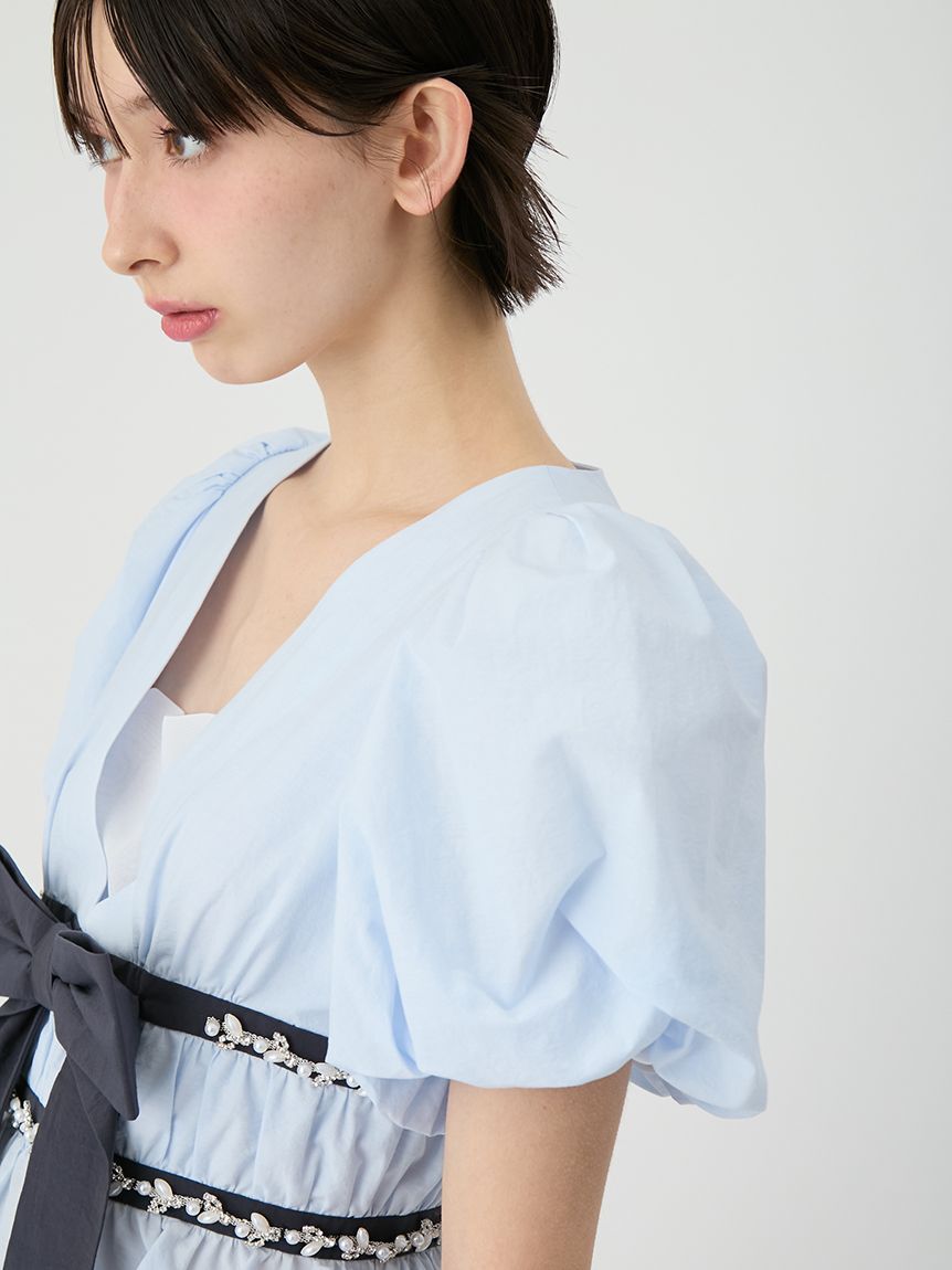 LILY BROWN「[L.B CANDY STOCK]ペプラムリボントップス」|Tシャツ・カットソー|