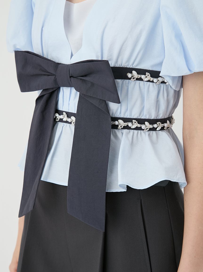 LILY BROWN「[L.B CANDY STOCK]ペプラムリボントップス」|Tシャツ・カットソー|