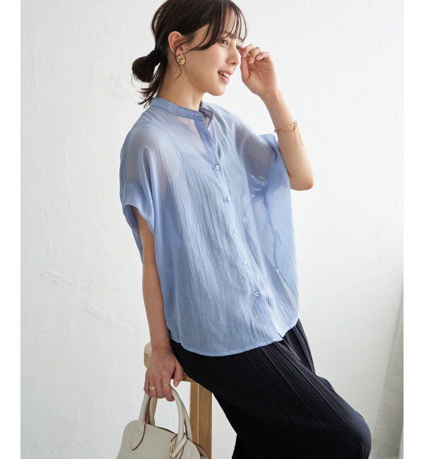 ikka「コットンライク シアードルマンブラウス」|シャツ・ブラウス|