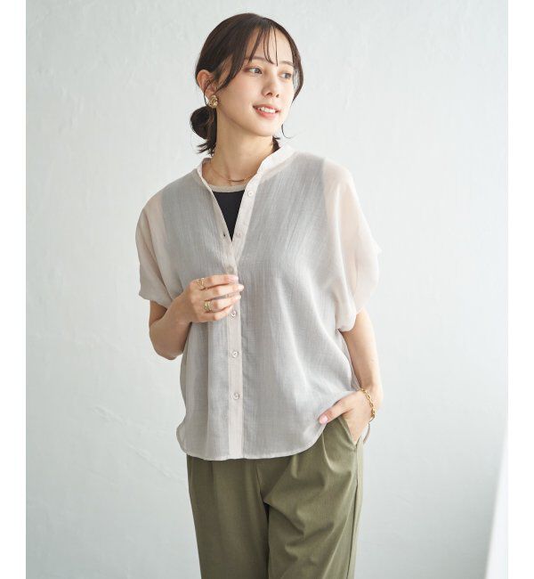 ikka「コットンライク シアードルマンブラウス」|シャツ・ブラウス|