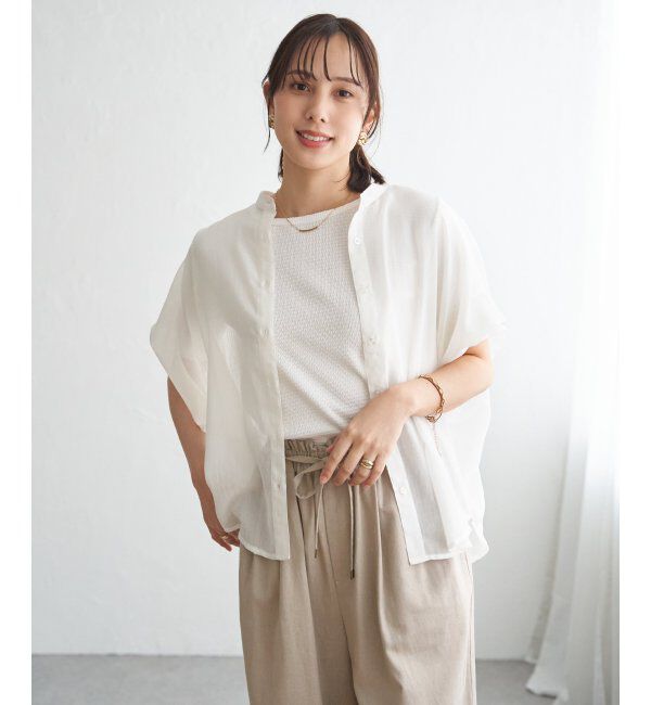 ikka「コットンライク シアードルマンブラウス」|シャツ・ブラウス|