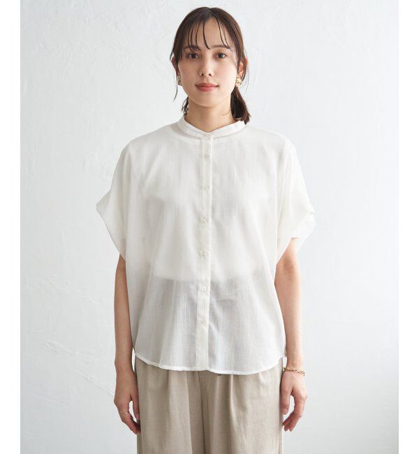 ikka「コットンライク シアードルマンブラウス」|シャツ・ブラウス|