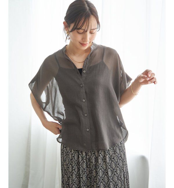 ikka「コットンライク シアードルマンブラウス」|シャツ・ブラウス|