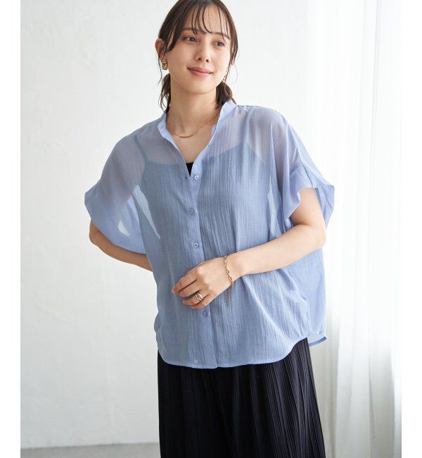 ikka「コットンライク シアードルマンブラウス」|シャツ・ブラウス|