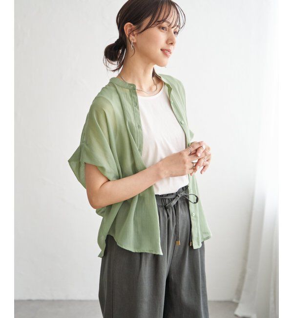 ikka「コットンライク シアードルマンブラウス」|シャツ・ブラウス|