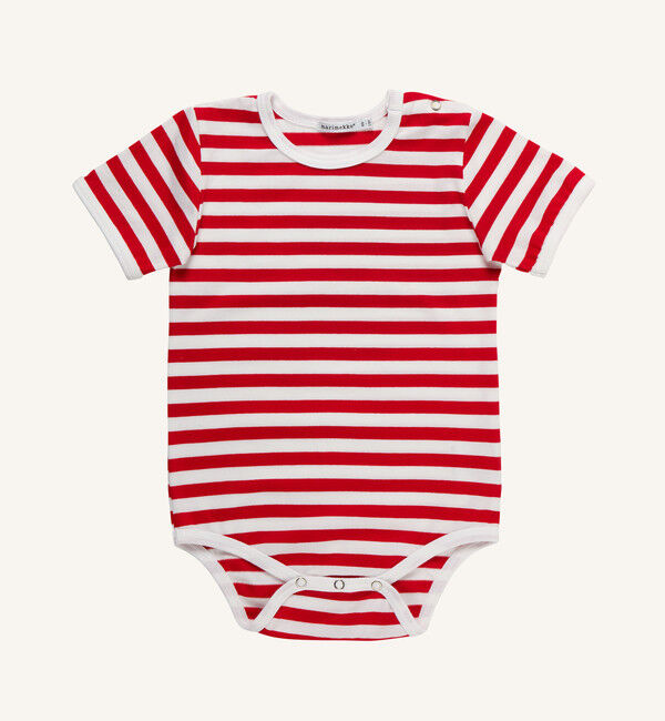 Marimekko「Kids Tasaraita 半袖ロンパース Vaude」|その他|レッド&times;ホワイト