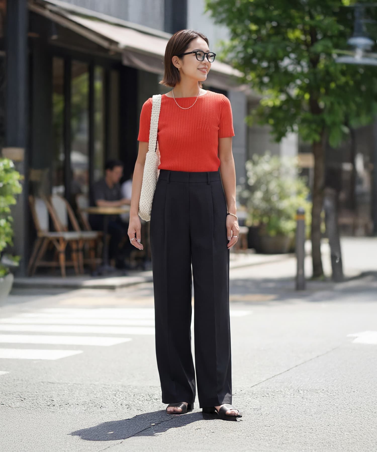 STYLE DELI「サラッと涼感ストレートタックパンツ68cm」|スラックス|