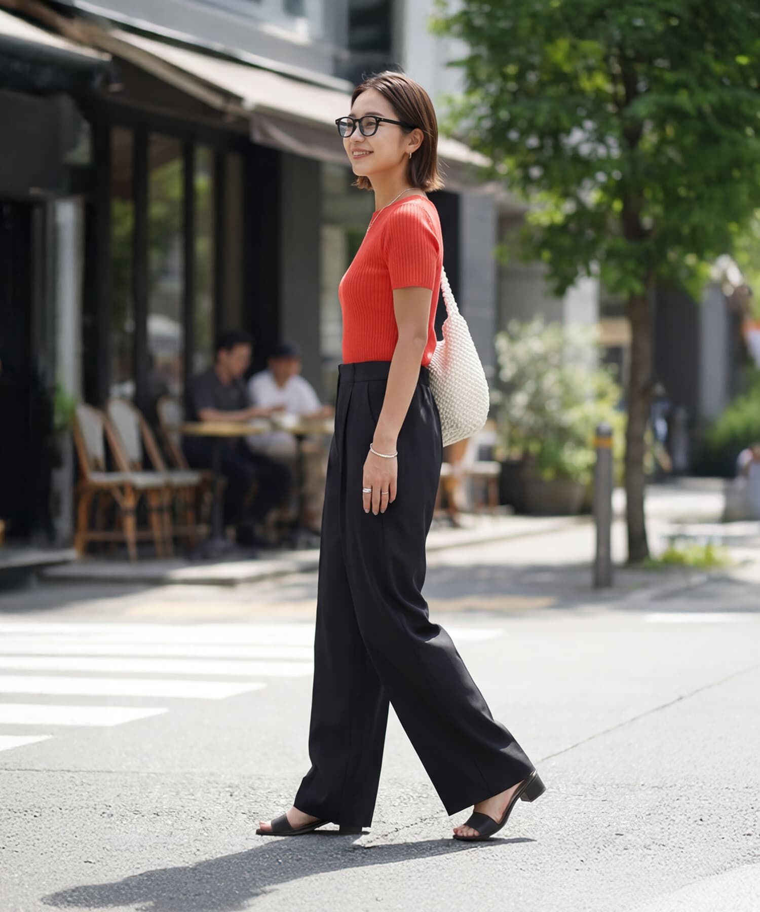 STYLE DELI「サラッと涼感ストレートタックパンツ68cm」|スラックス|