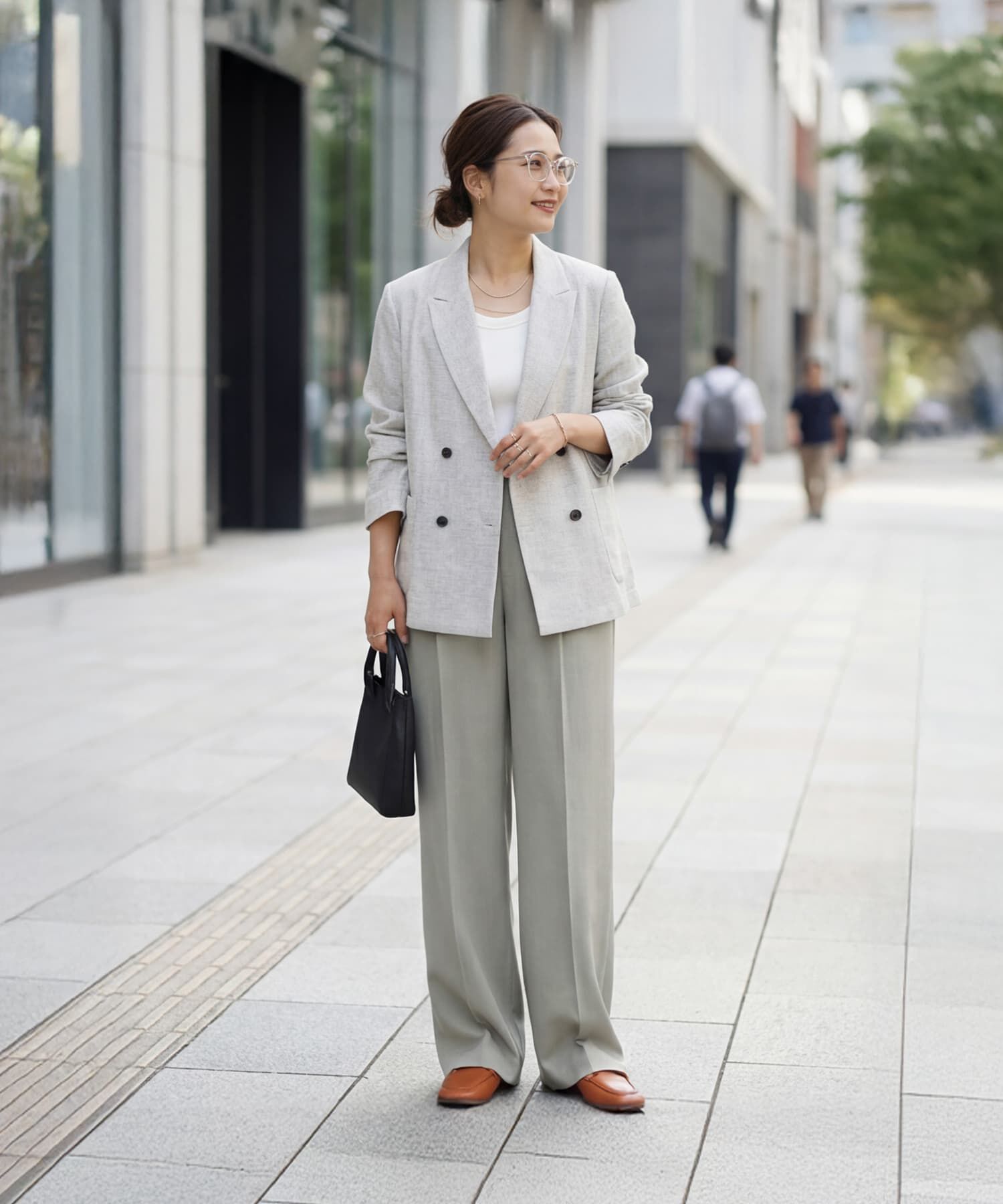 STYLE DELI「サラッと涼感ストレートタックパンツ68cm」|スラックス|