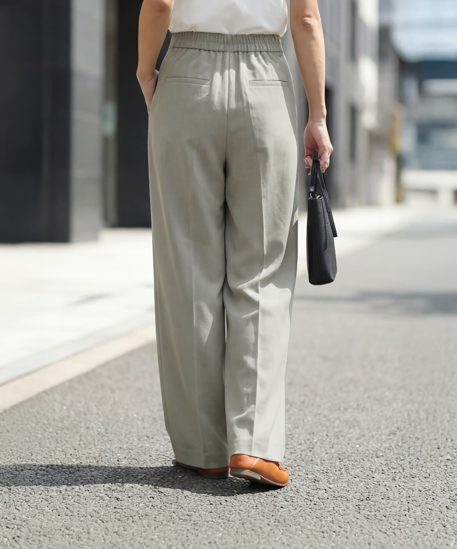 STYLE DELI「サラッと涼感ストレートタックパンツ68cm」|スラックス|