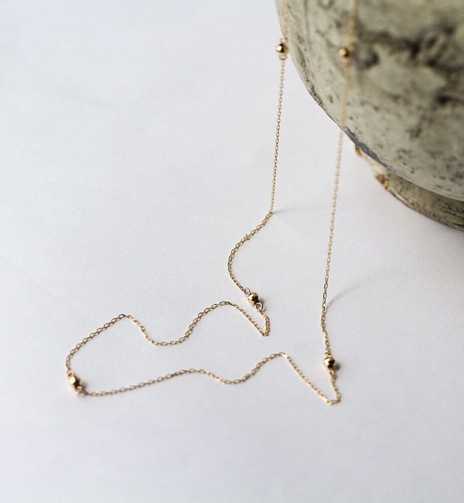  「ゴールド ミラーボール ステーション ネックレス | K10」|ネックレス|