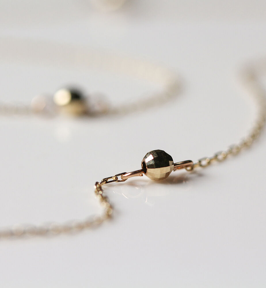  「ゴールド ミラーボール ステーション ネックレス | K10」|ネックレス|