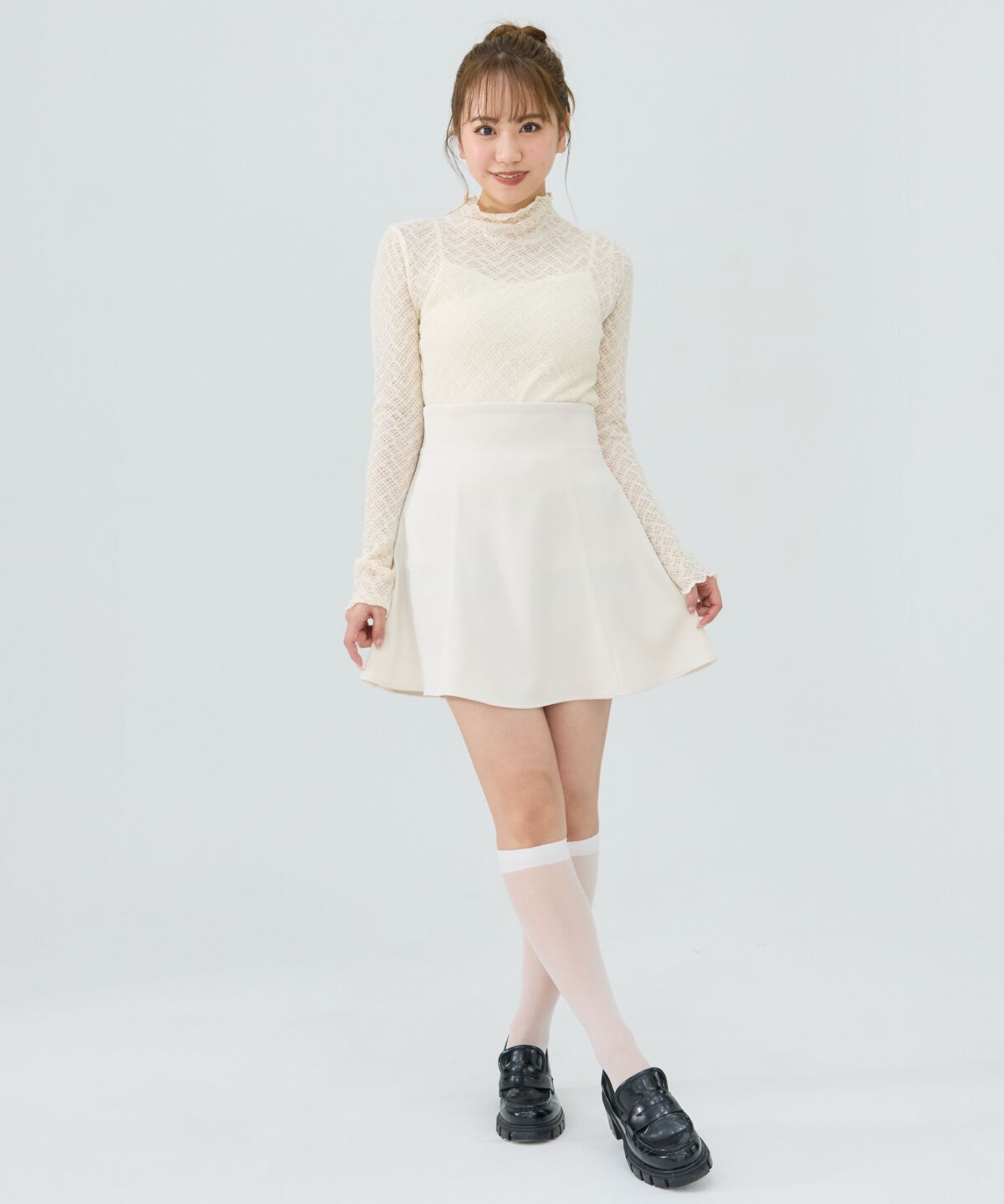 REDYAZEL「チェックレースハイネックトップス」|Tシャツ・カットソー|