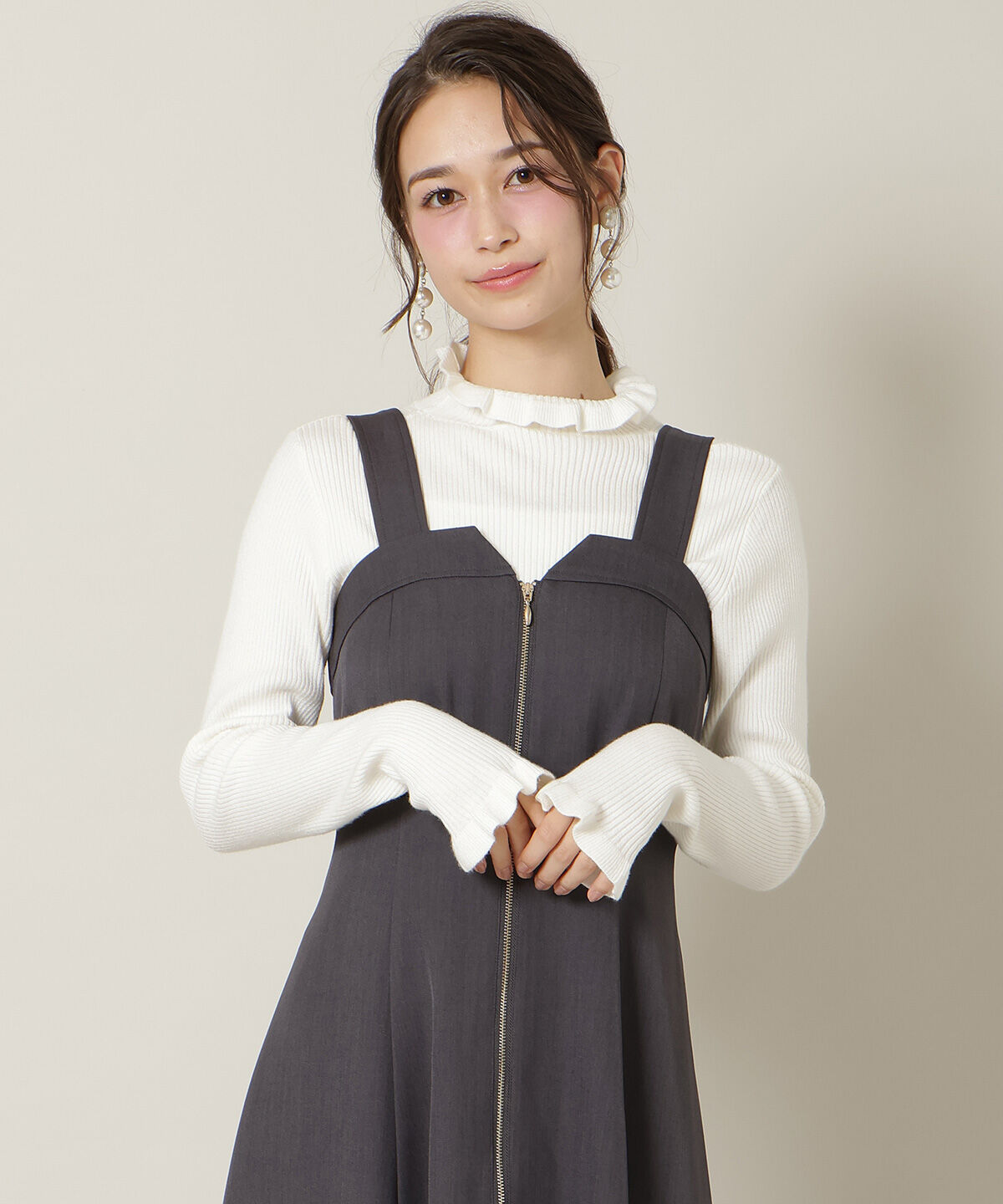 WILLSELECTION「ZIPデザインフレアジャンスカ」|ワンピース|