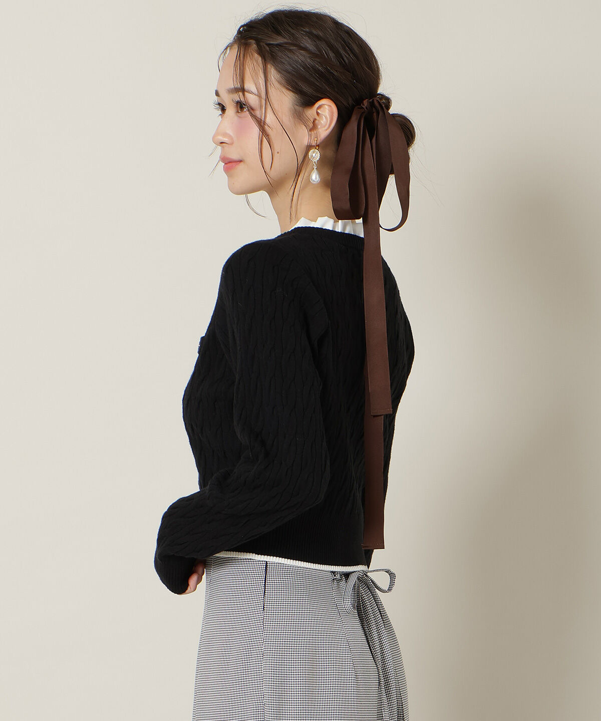 WILLSELECTION「フリルレイヤードケーブルニット」|ニット・セーター|