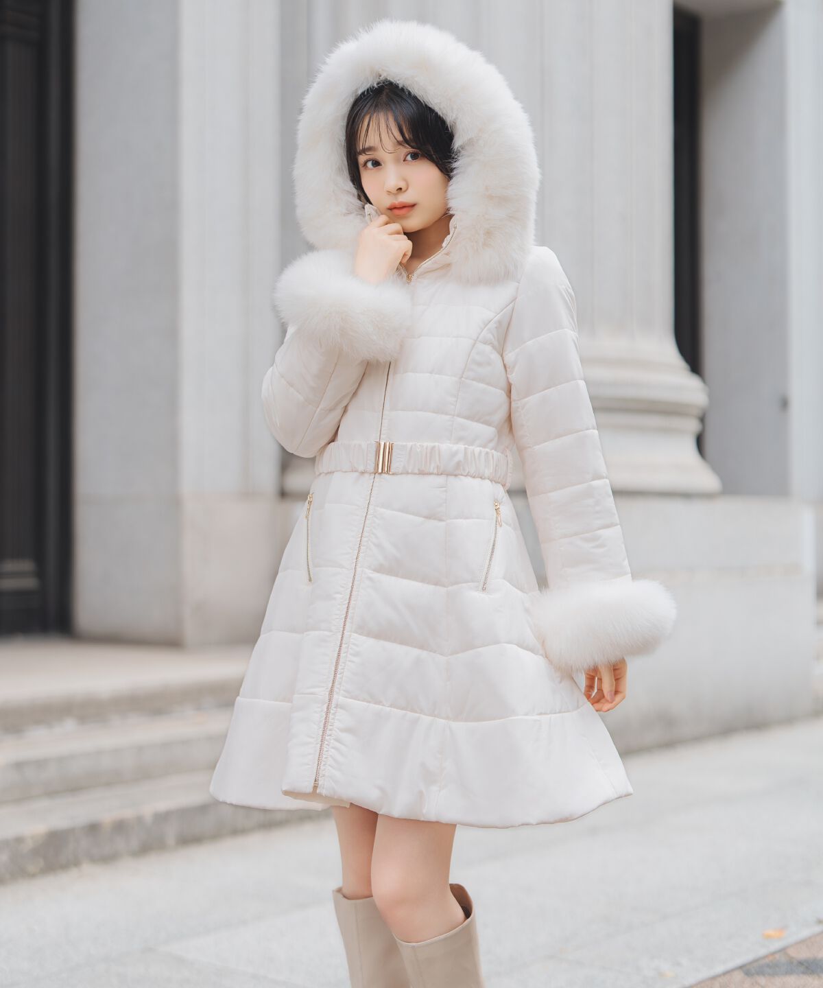 WILLSELECTION「フォックスファーキルティングフレアコート」|その他|