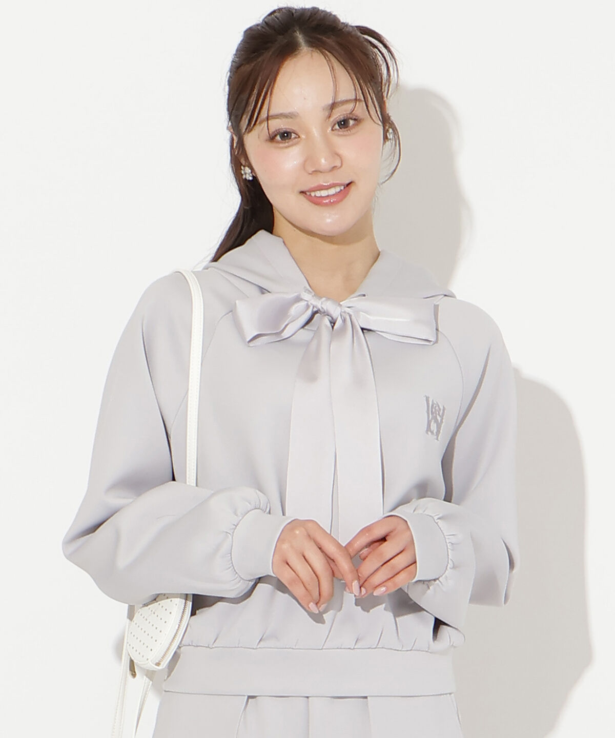 WILLSELECTION「リボンスウェットフーディー」|パーカー|サックス