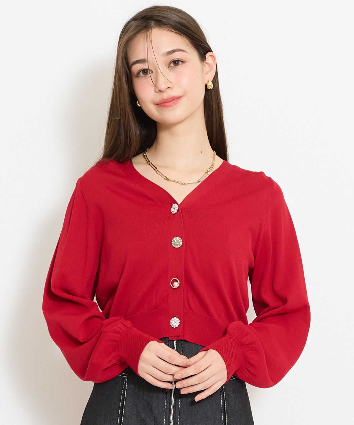 WILLSELECTION「アソートボタンUVカットカーディガン」|カーディガン|レッド