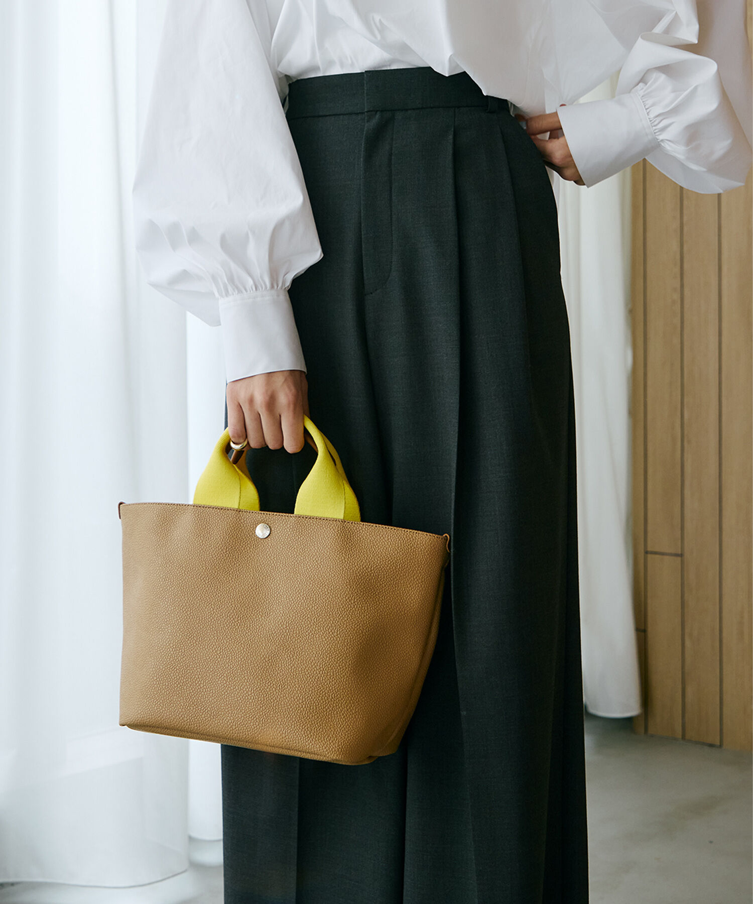 TOPKAPI BREATH「スコッチグレイン ネオレザー トートバッグ プレーン」|トートバッグ|キャメル