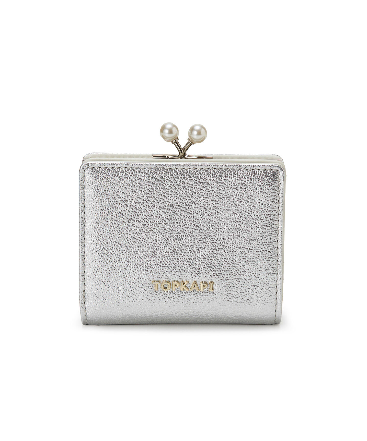 TOPKAPI 「【TOPKAPI】シュリンクレザー パール がま口 二つ折り 財布」|財布|