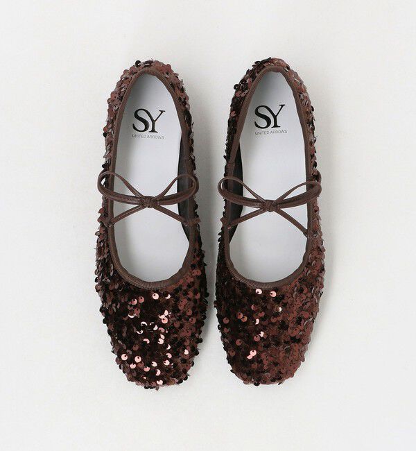 SY UNITED ARROWS「＜SY＞スパンコールバレエ フラット10●&uarr;」|バレエシューズ|DK.BROWN