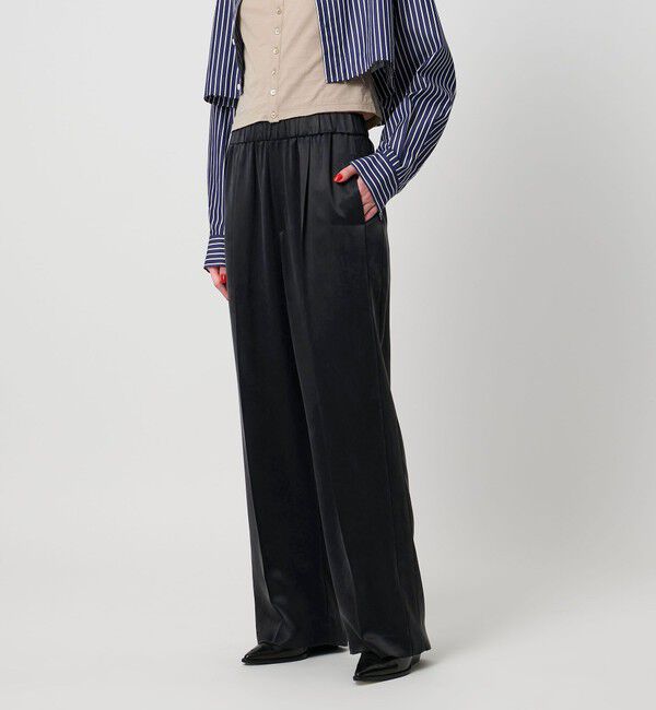 ASTRAET「＜ASTRAET＞ キュプラ ツイル ソクショウ ワイドパンツ」|その他|BLACK