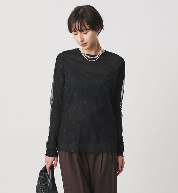 UNITED ARROWS「チュールフラワー カットソー ‐ウォッシャブル‐」|Tシャツ・カットソー|