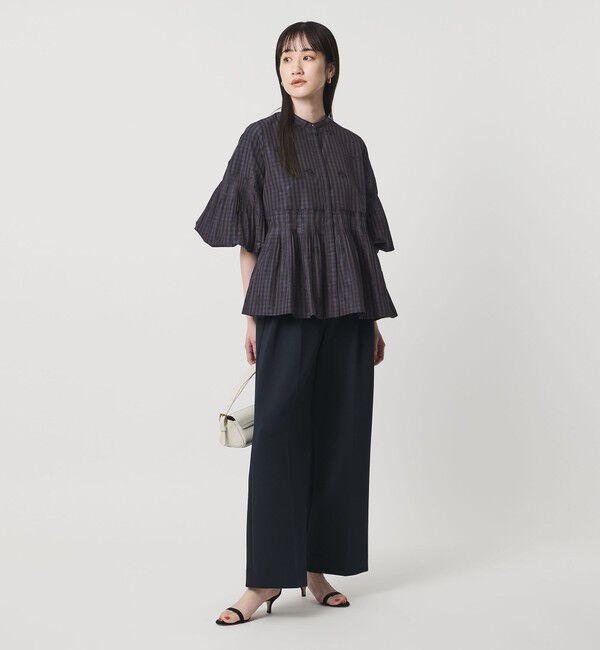 UNITED ARROWS「ギンガムチェック フラワー ジャガード ブラウス ‐ウォッシャブル‐」|シャツ・ブラウス|