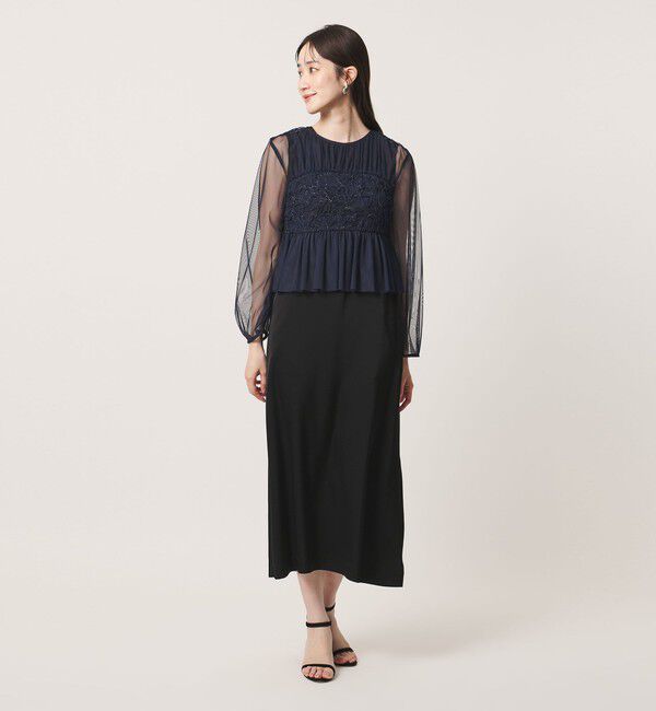 UNITED ARROWS「チュール サテン コンビ ワンピース」|ワンピース|