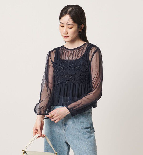 UNITED ARROWS「チュール サテン コンビ ワンピース」|ワンピース|