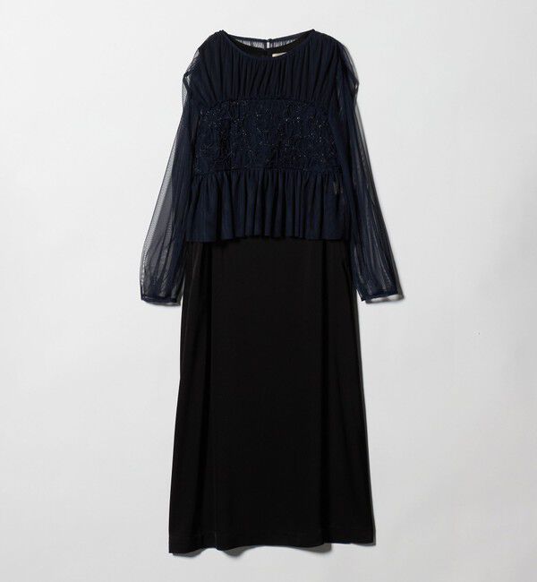 UNITED ARROWS「チュール サテン コンビ ワンピース」|ワンピース|