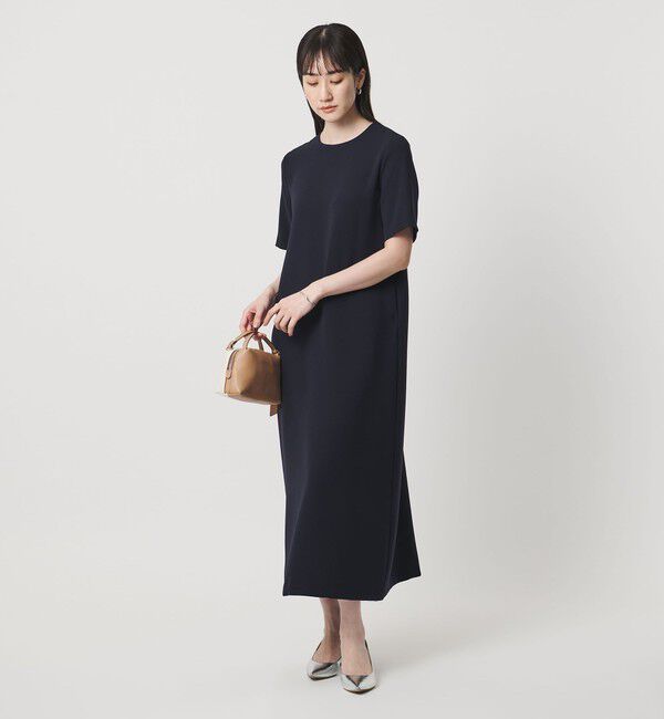 UNITED ARROWS「Drapy ショートスリーブ ワンピース ‐ウォッシャブル‐」|ワンピース|NAVY