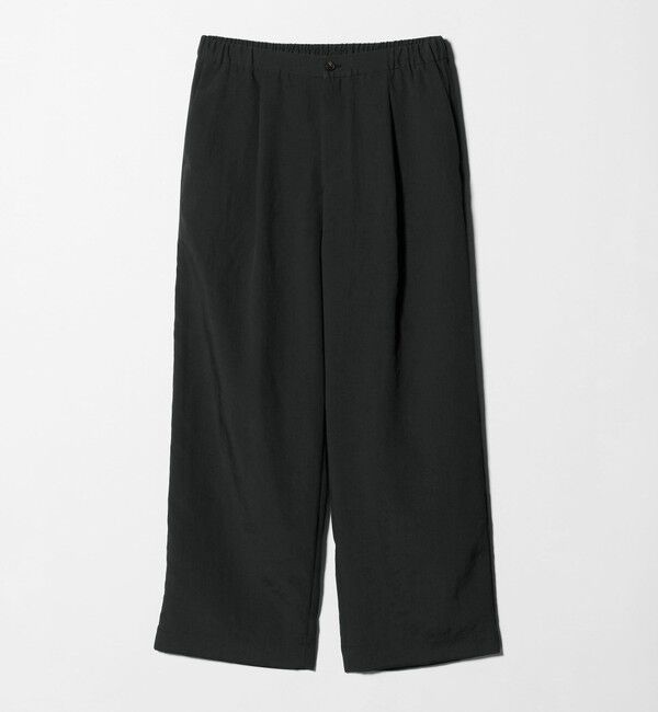UNITED ARROWS「＜District＞ポリエステルタッサー 1プリーツ ワイド イージーパンツ」|チノ|BLACK