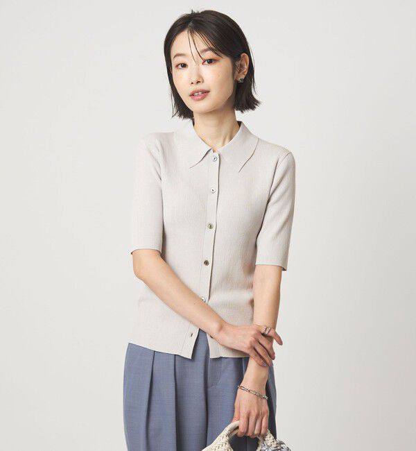 UNITED ARROWS green label relaxing「HIYOKE エリツキ リブ ニット マシンウォッシャブル UVカット 遮熱」|ニット・セーター|